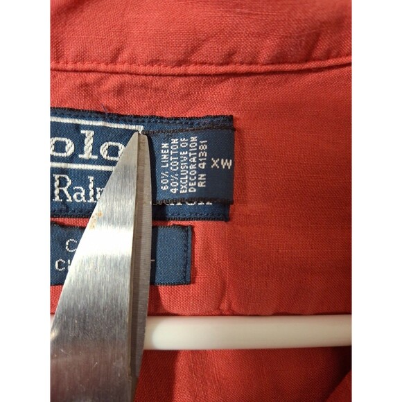 Polo Ralph Lauren Curham Linen Shirt Men's 2X Coral Loop Collar Short Sleeve - Picture 4 of 7